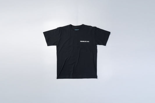ピズモブルーカフェ　オリジナルTシャツ　タイポグラフィ　ブラック
