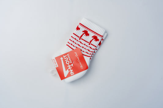 In-N-Out Burger インアンドアウトバーガー キッズ クルーソックス - ホワイト×レッド (パームツリーロゴ)